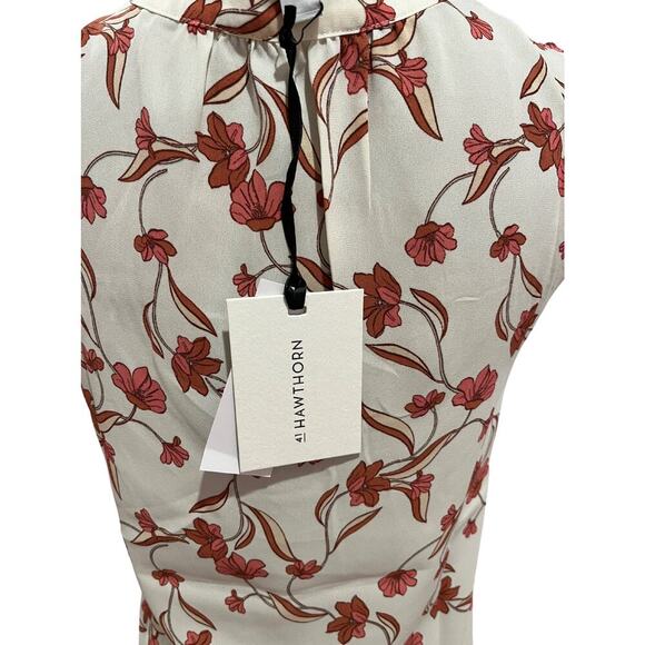 41 Hawthorn Cream and Pink Sleeveless Floral V-Neck "Hannah" Blouse - Large - Picture 4 of 8